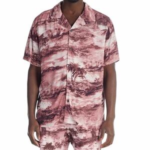 nANA jUDY Verve Hawaiian Print Shirt Mens Size XXL Mauve Short Sleeve Viscose
